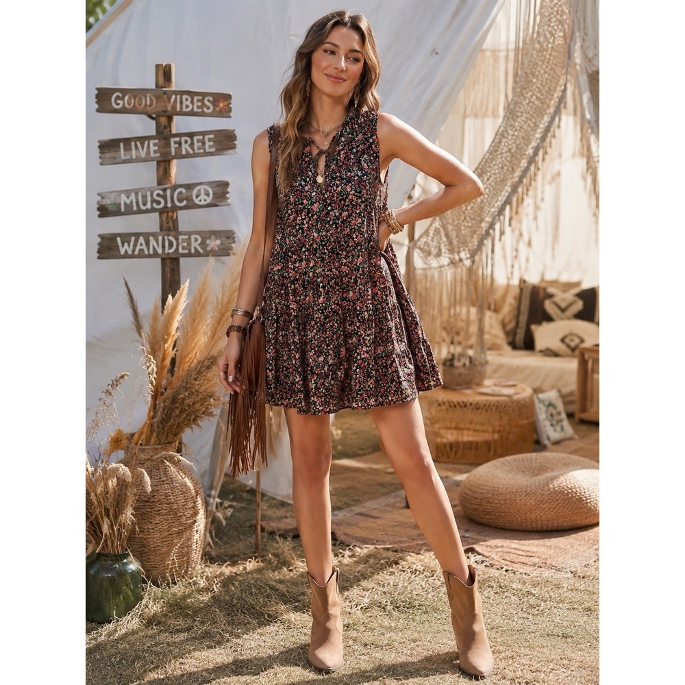 BB‎ Dakota Steve Madden NWT Women S Dress Floral Knee cottage boho festival 0578